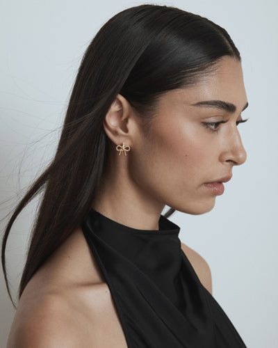 Tie A Bow Hoop Earrings - Gold