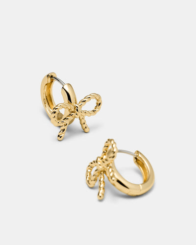 Tie A Bow Hoop Earrings - Gold