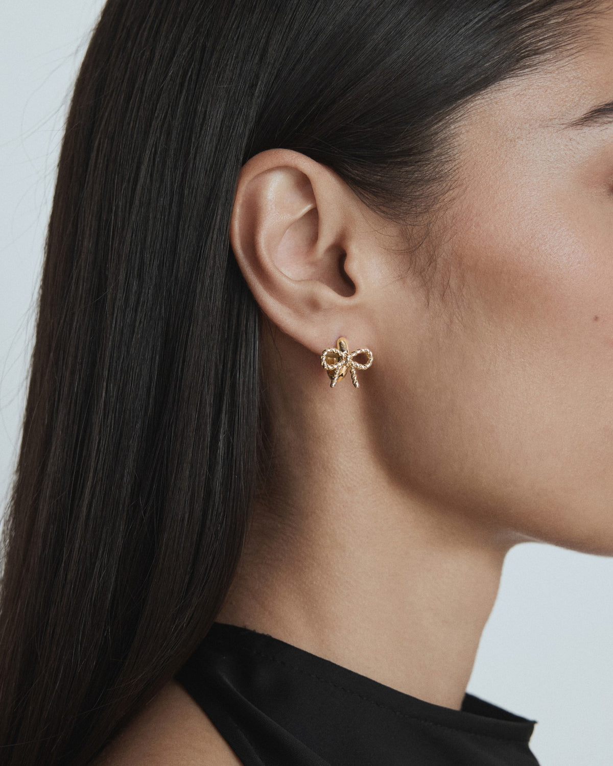 Tie A Bow Hoop Earrings - Gold