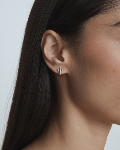 Faith Cross Stud Earrings - Gold
