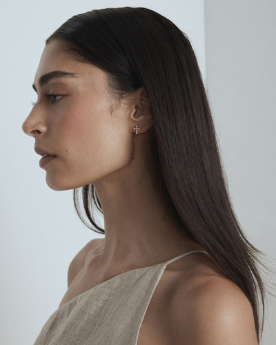 Faith Cross Stud Earrings - Gold