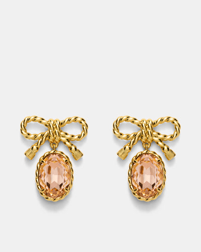 Tie A Bow Drop Earrings - Petal
