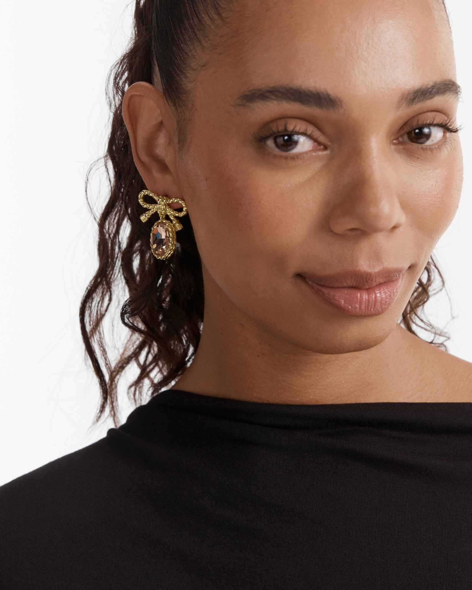 Tie A Bow Drop Earrings - Petal