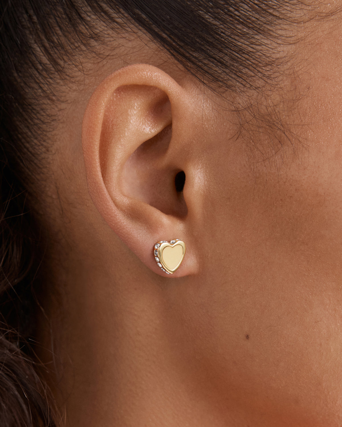 Lover Heart Stud Earrings - Buttermilk