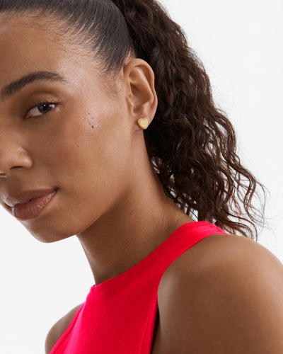 Lover Heart Stud Earrings - Buttermilk