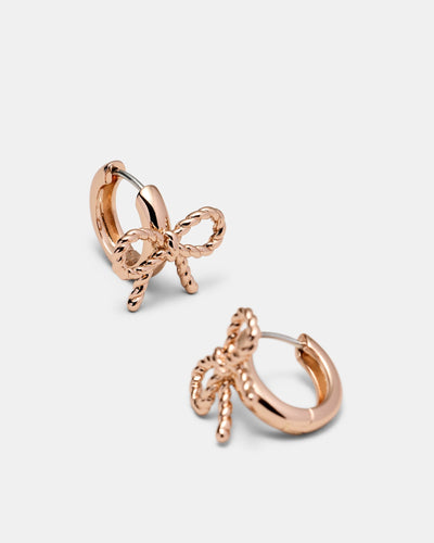 Tie A Bow Hoop Earrings - Rose Gold