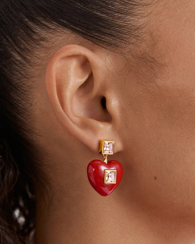 Devotion Earrings - Lipstick Red