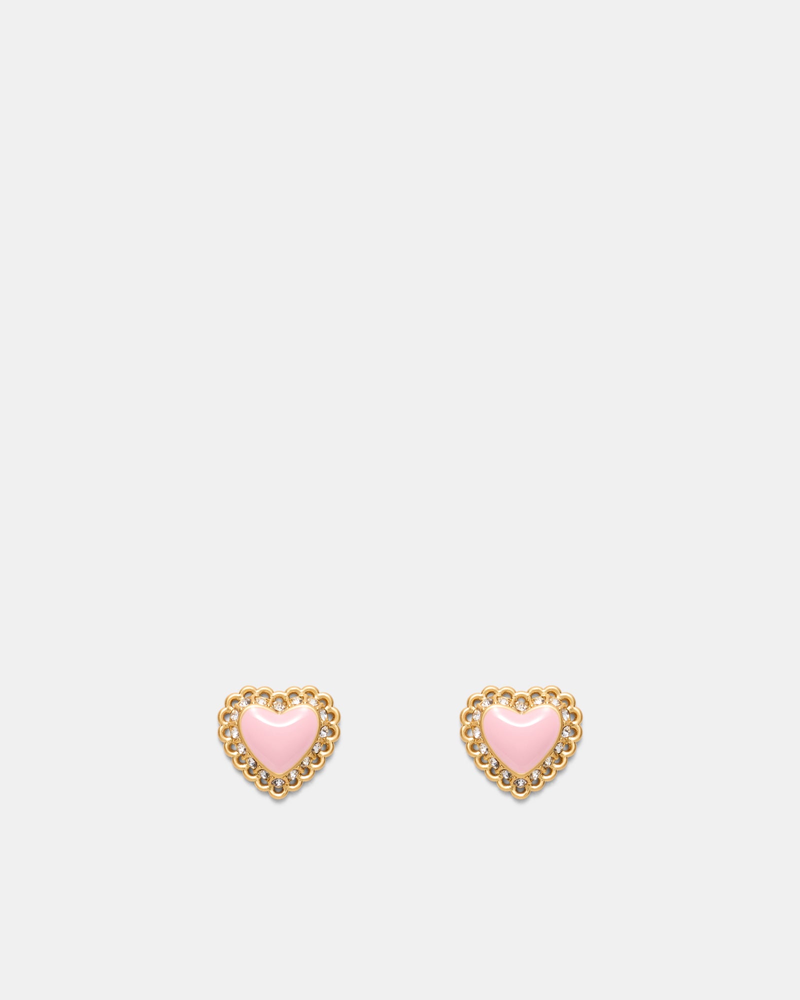 Lace Heart Stud Earrings - Ballet