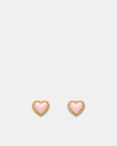 Lace Heart Stud Earrings - Ballet