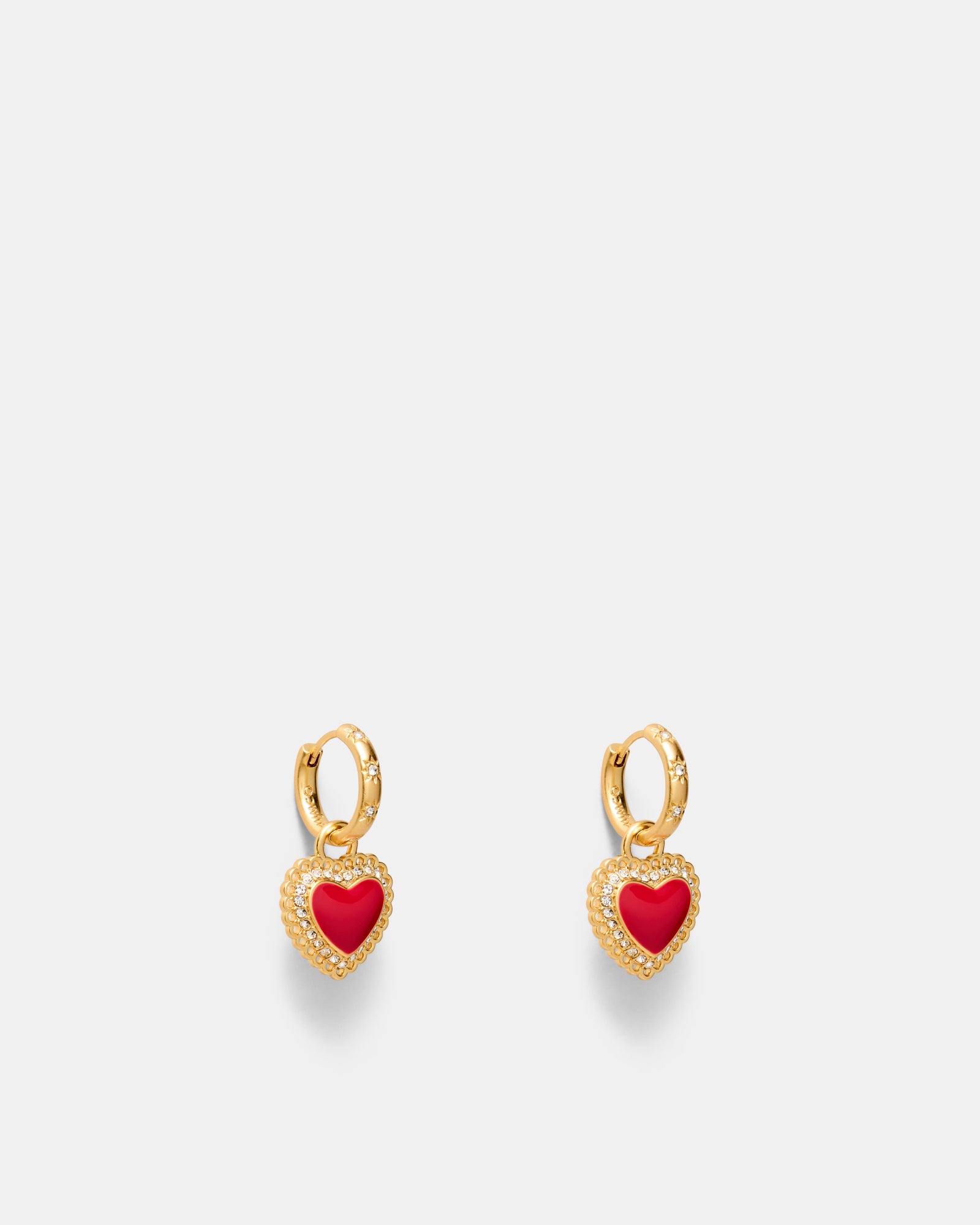 Lace Heart Hoop Earrings - Lipstick Red