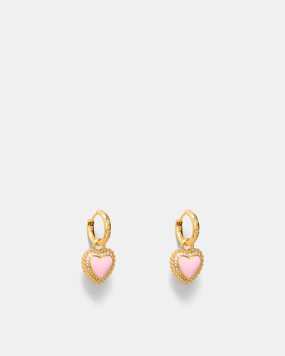 Lace Heart Hoop Earrings - Ballet