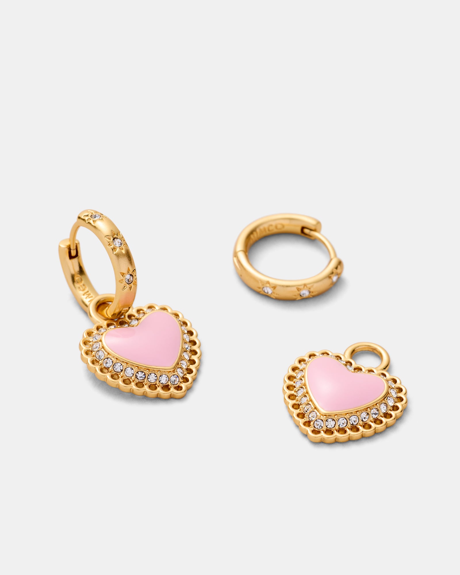 Lace Heart Hoop Earrings - Ballet
