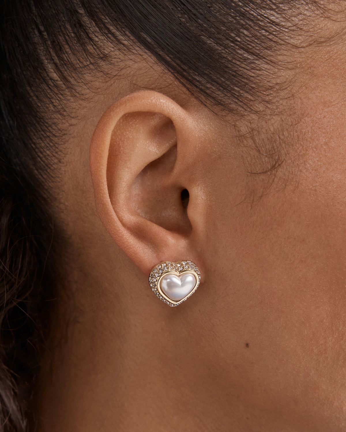 Relic Heart Stud Earrings - Pearl