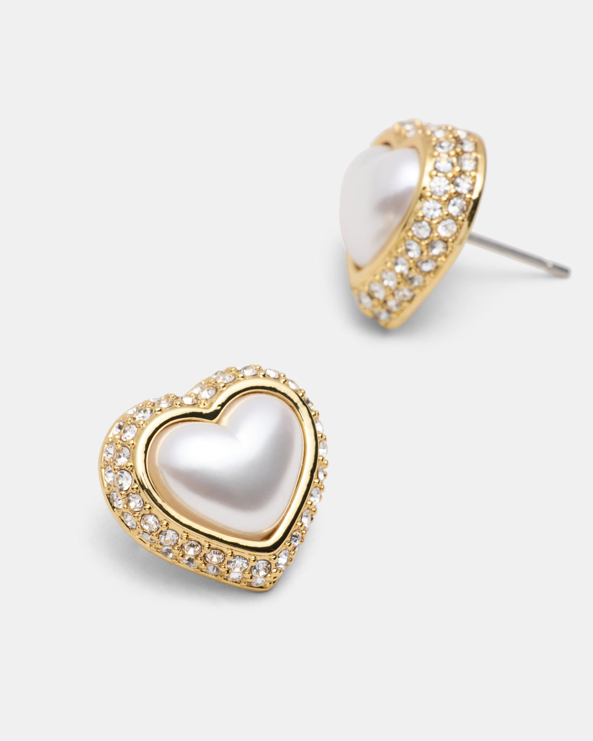Relic Heart Stud Earrings - Pearl