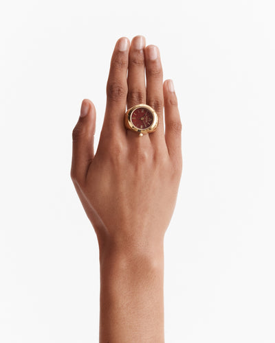 In Time Watch Ring - Bordeaux