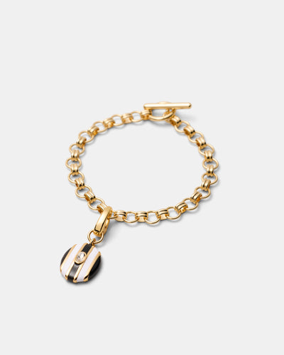 Stripe Coin Charm - Black White
