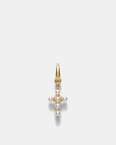 Poetic Cross Charm - Pearl