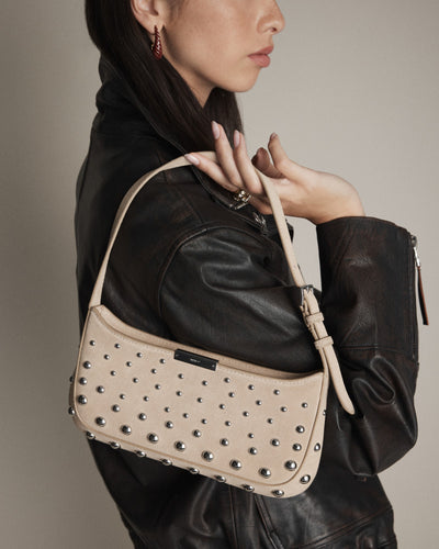 Cove Slim Studded Shoulder Bag - Sand