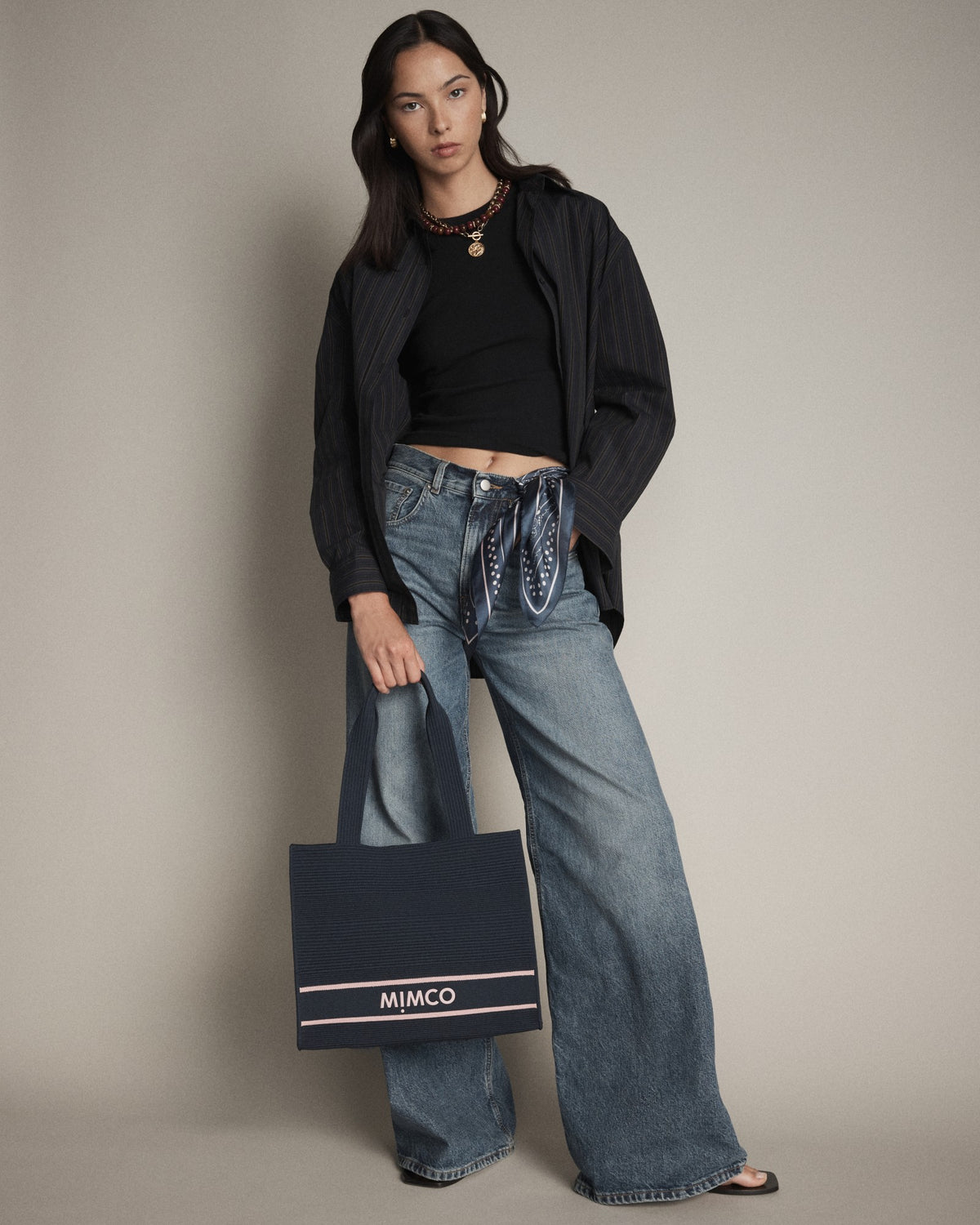 Blondie Boxy Tote Bag - Navy