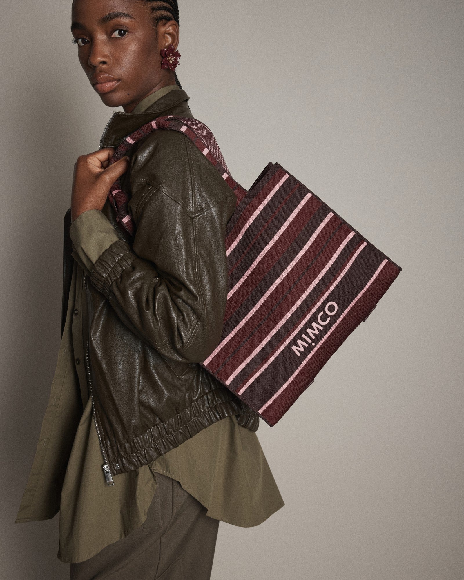 Blondie Boxy Tote Bag - Chocolate Stripe