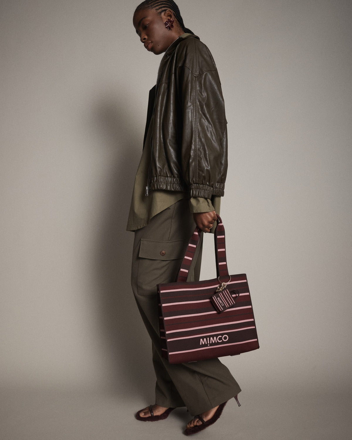 Blondie Boxy Tote Bag - Chocolate Stripe