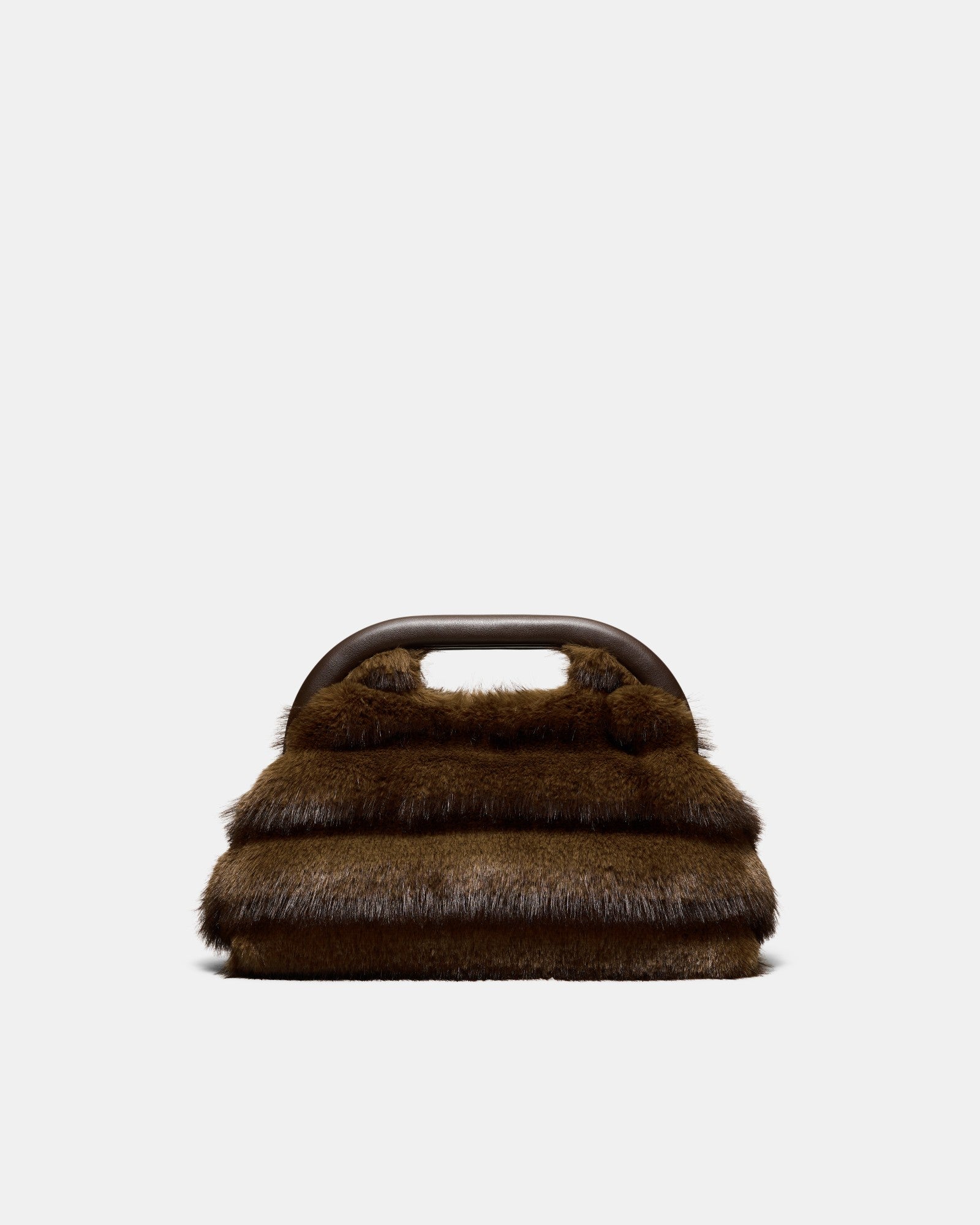 Faux Fur Frame Bag - Chocolate