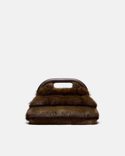 Faux Fur Frame Bag - Chocolate