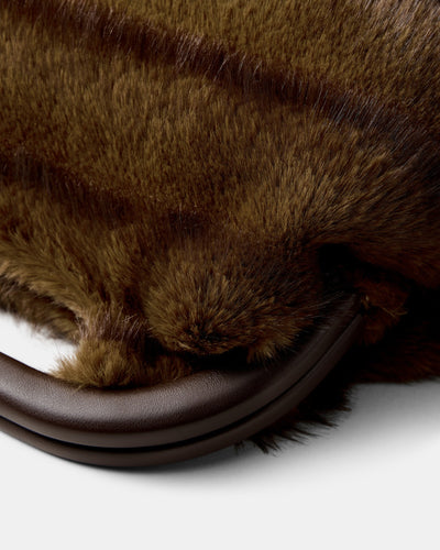 Faux Fur Frame Bag - Chocolate
