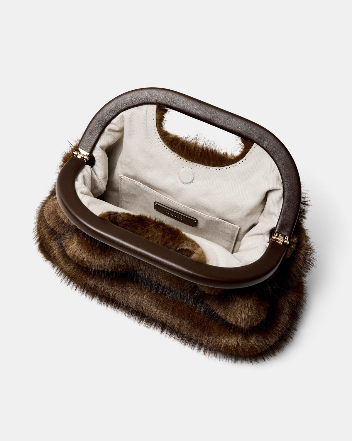 Faux Fur Frame Bag - Chocolate