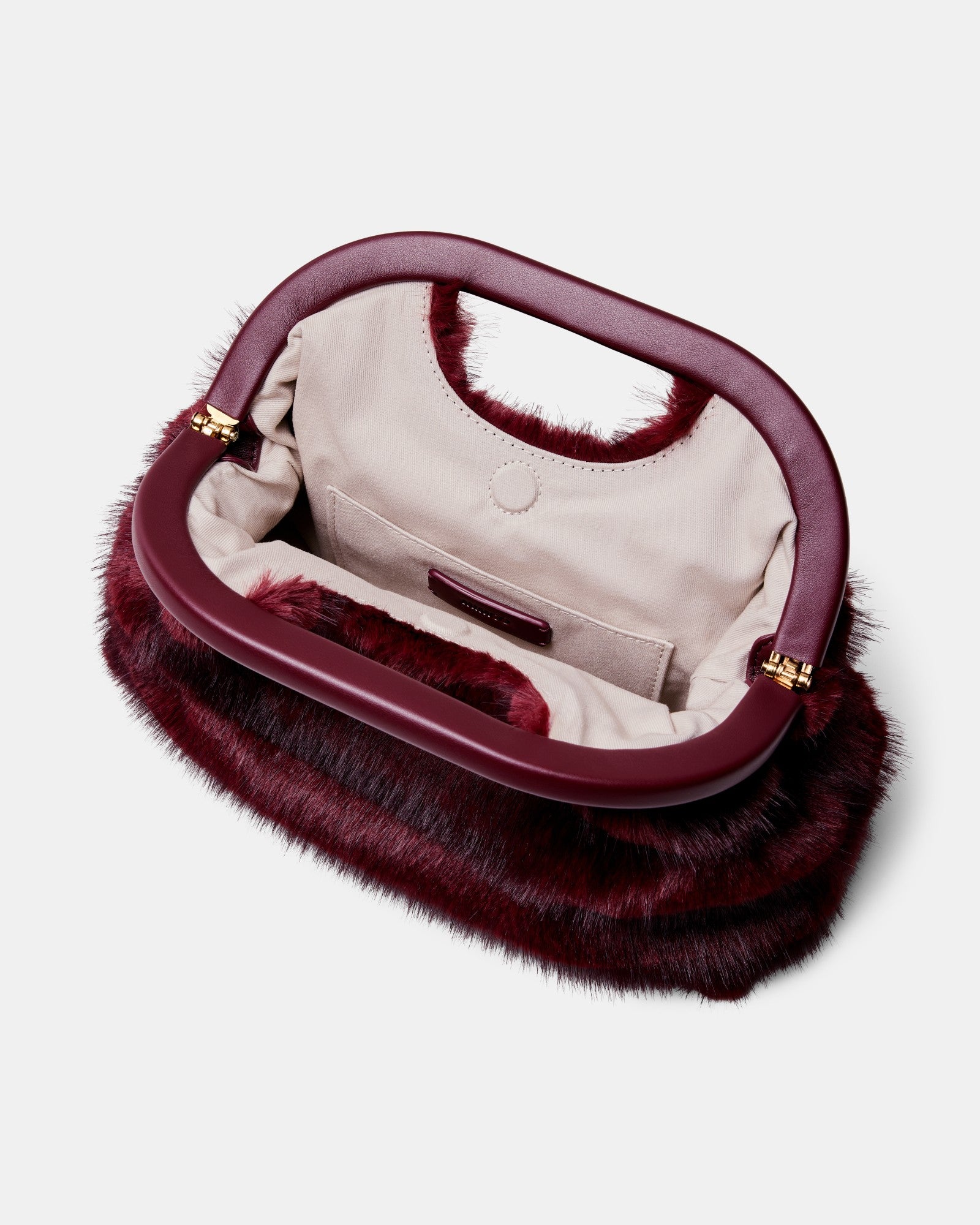 Faux Fur Frame Bag - Merlot