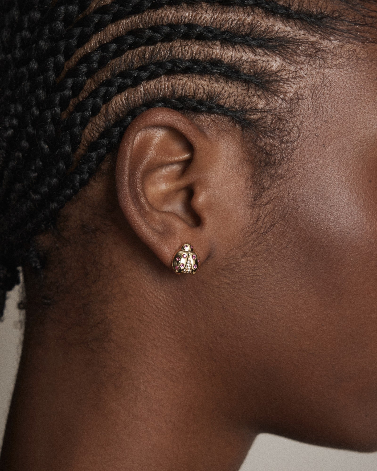 Lady Love Bug Stud Earrings - Gold