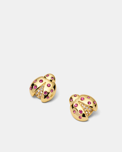 Lady Love Bug Stud Earrings - Gold