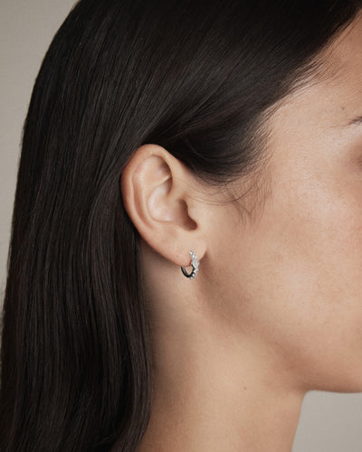 Nimbus Huggie Hoop Earrings - Silver