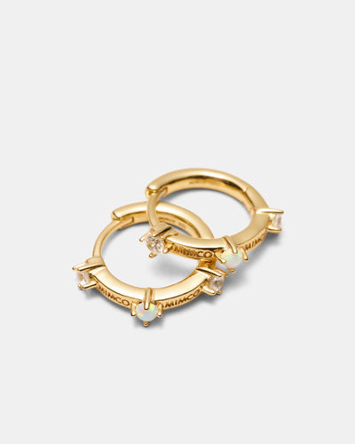 Opalescent Hoop Earrings - Gold