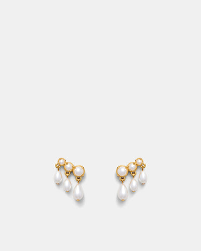 Crystalline Stud Earrings - Pearl
