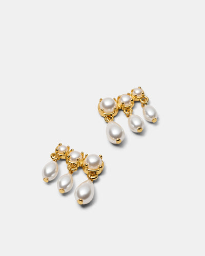 Crystalline Stud Earrings - Pearl