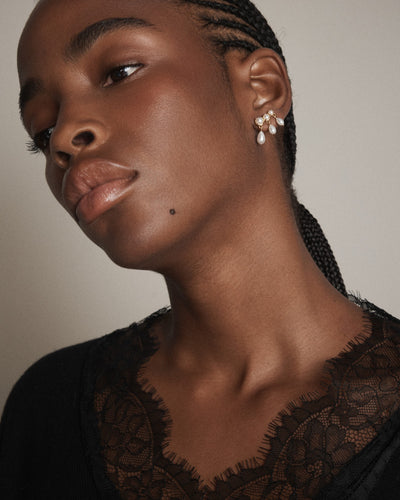 Crystalline Stud Earrings - Pearl