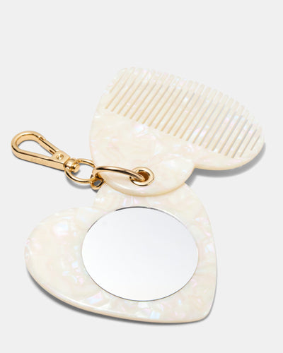 Lovely Hair Comb Keyring - Pearl
