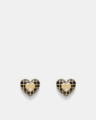 Dylan Heart Stud Earrings - Black