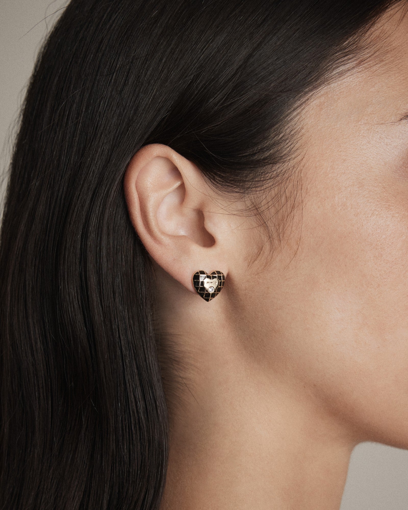 Dylan Heart Stud Earrings - Black