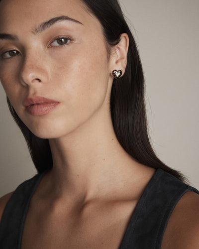 Dylan Heart Stud Earrings - Black