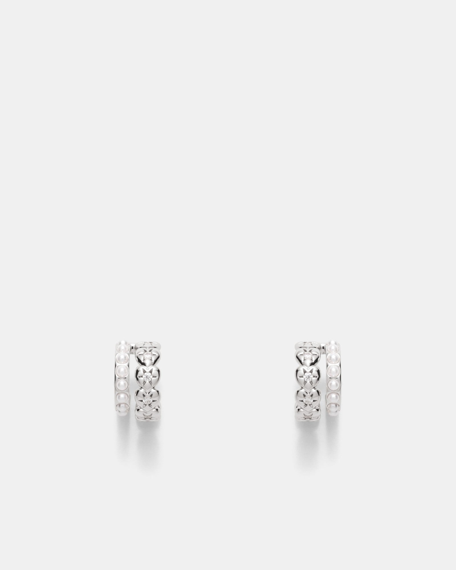 Westlyn Heart Duo Hoop Earrings - Silver