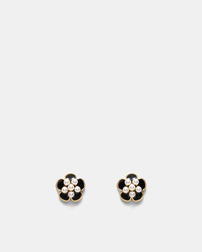La Fleur Stud Earrings - Black