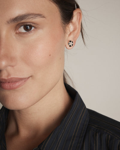 La Fleur Stud Earrings - Black