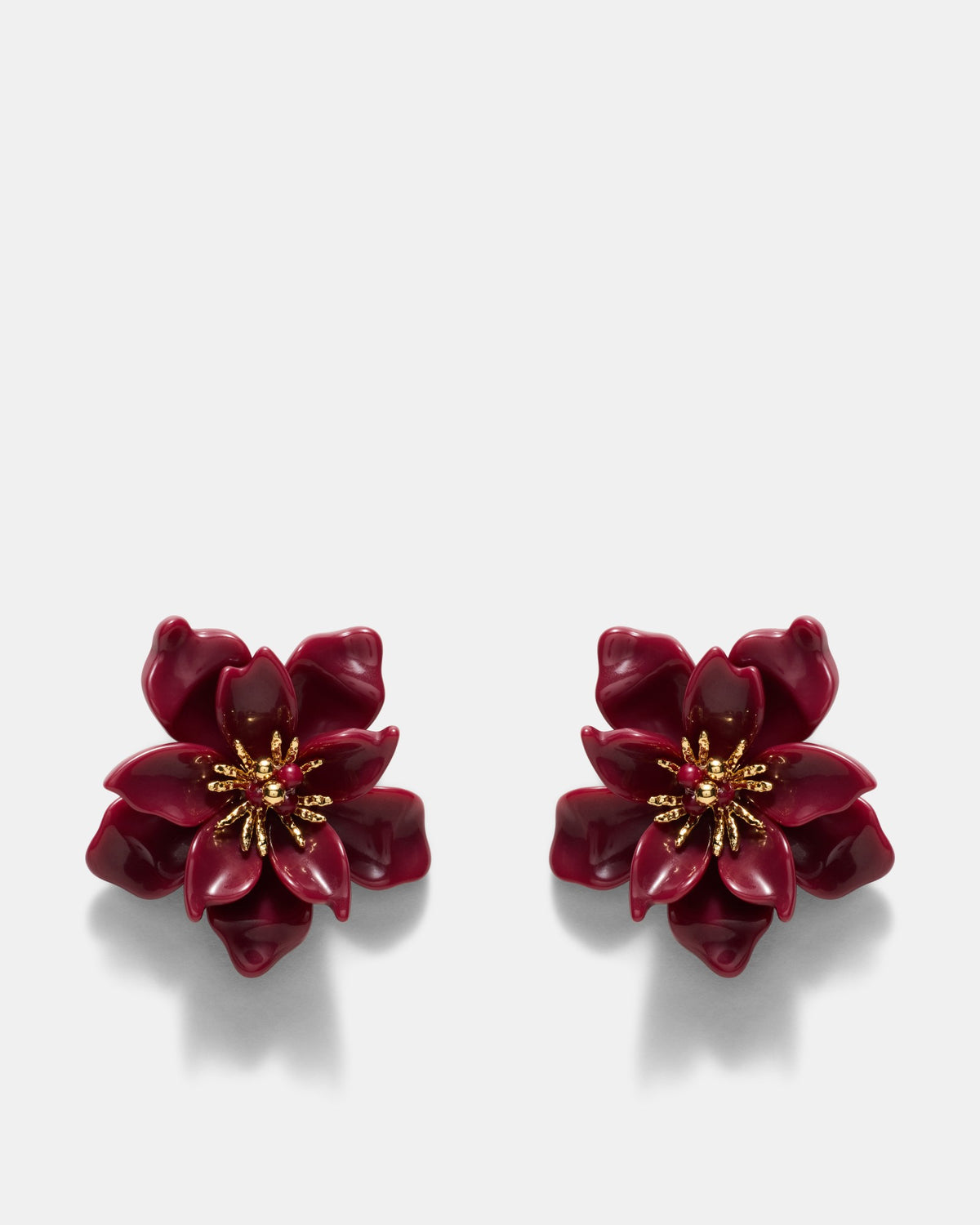 Vienne Flower Stud Earrings - Bordeaux