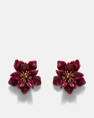 Vienne Flower Stud Earrings - Bordeaux