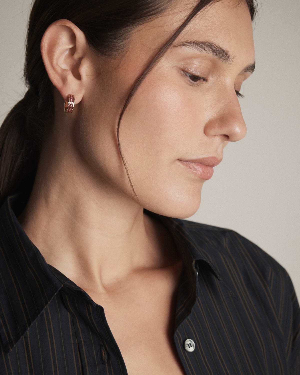 Enamour Huggie Earrings - Bordeaux
