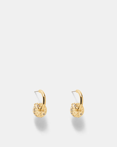 Signatura Charm Hoop Earrings - Gold