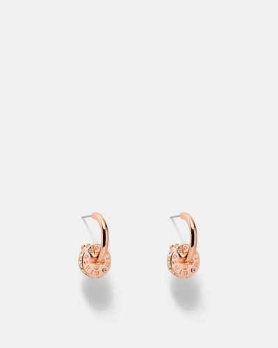 Signatura Charm Hoop Earrings - Rose Gold