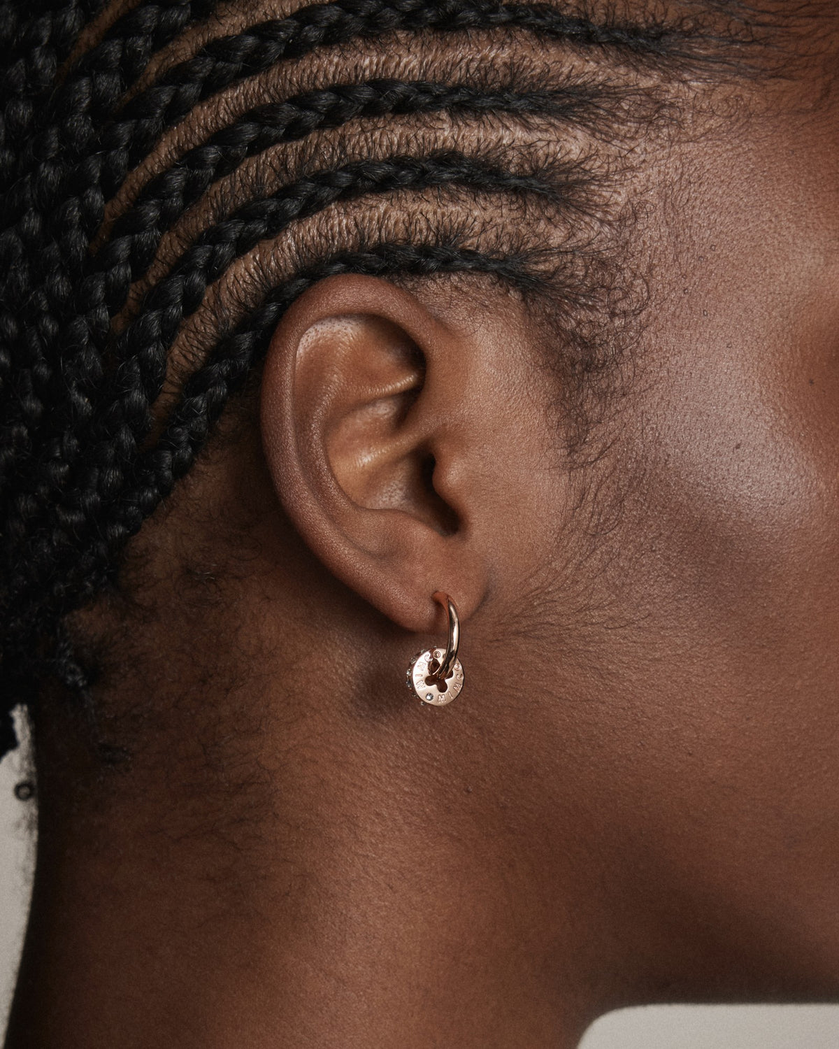 Signatura Charm Hoop Earrings - Rose Gold